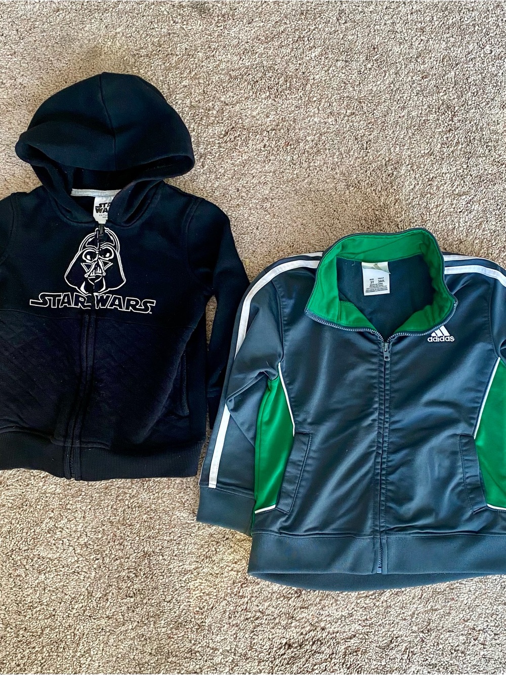 adidas Black & Green Kids Zip-Up Track Hoodie & Star Wars Zip-Up Jacket